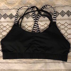 Black and white striped padded sports bra!